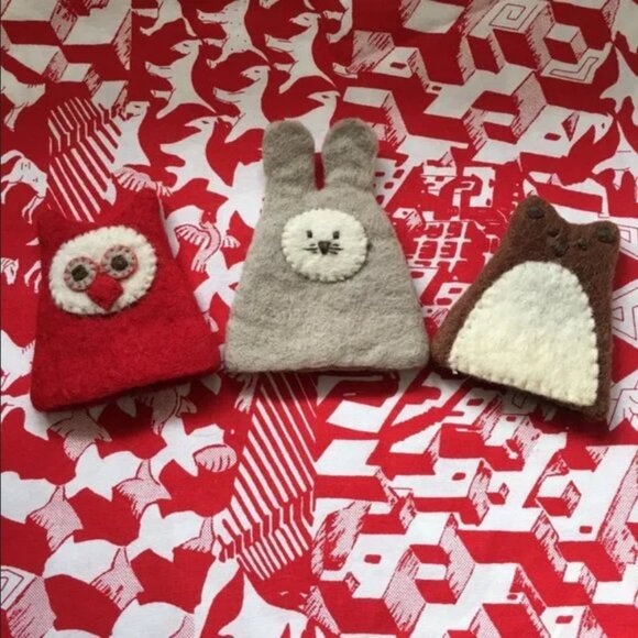 Handmade Felted Wool Rabbit Egg Cozy with Metal Egg Cup - Picture 12 of 13